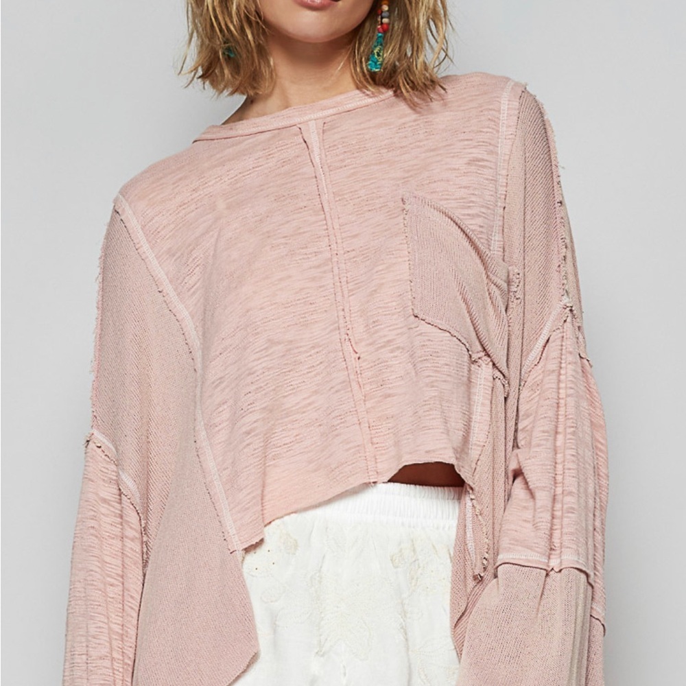 New Pol Oversized High Low Top In Mauve Color